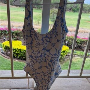Billabong Blue and White Floral One Piece Swimsuit